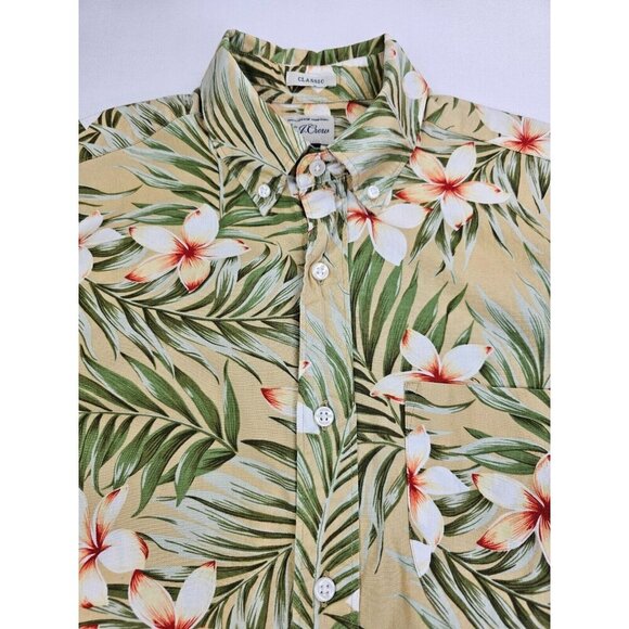 J, Crew Classic Size Small Short Sleeve Floral Cotton Button Down Pocket Shirt - Picture 5 of 10